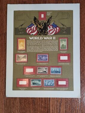 World War II Commemorative Stamp Display Incomplete Vintage